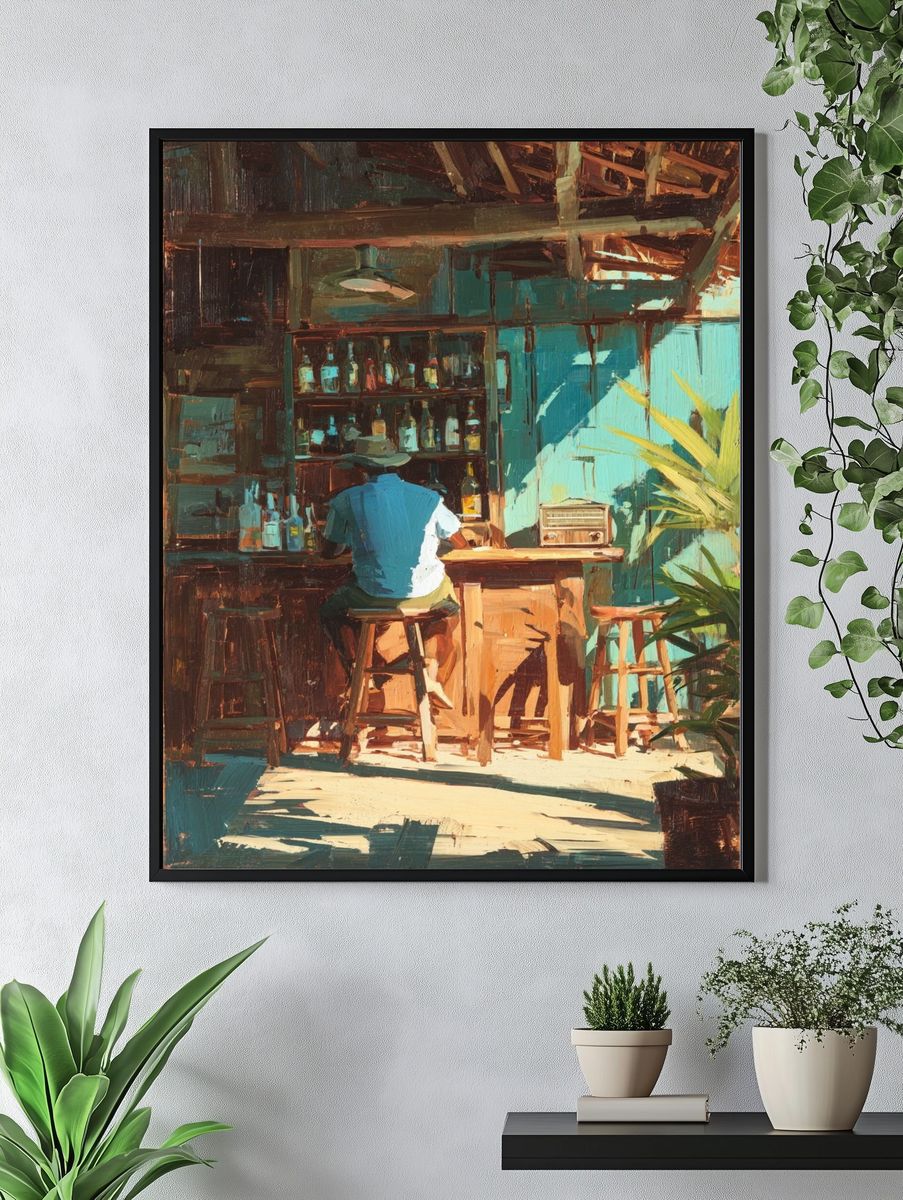 Relaxing at the Bar — Fine Art Print. — room view 4