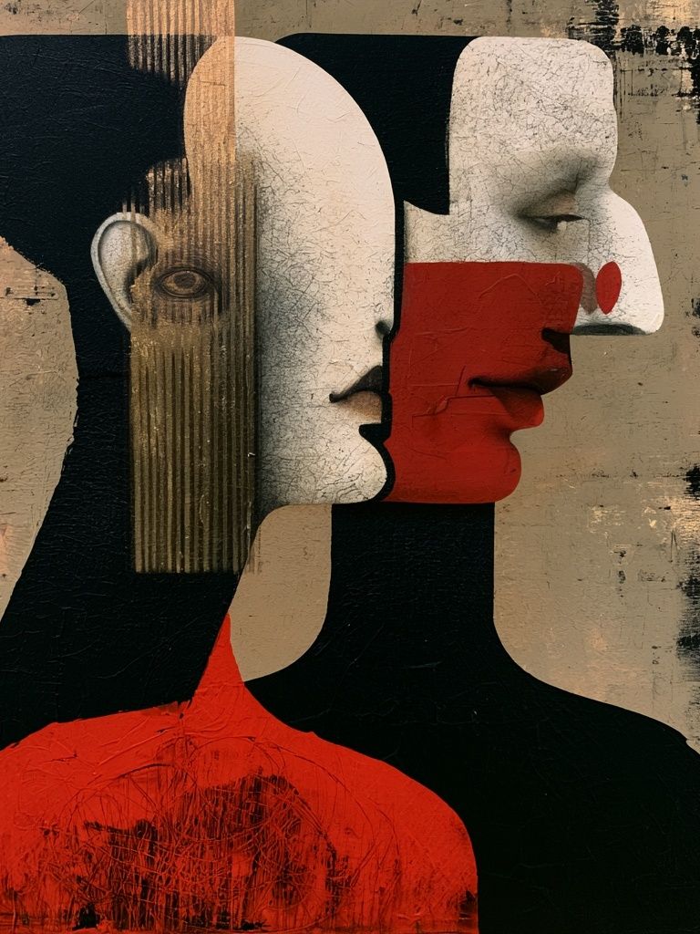Abstract Faces Contemporary Print. poster — fine-art art