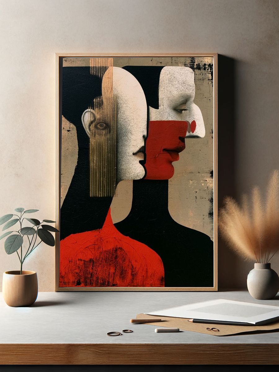 Abstract Faces Contemporary Print. — room view 2