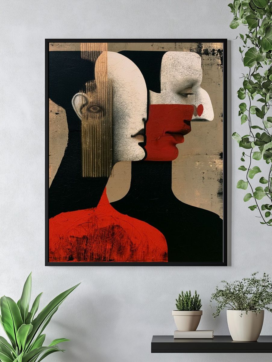 Abstract Faces Contemporary Print. — room view 4