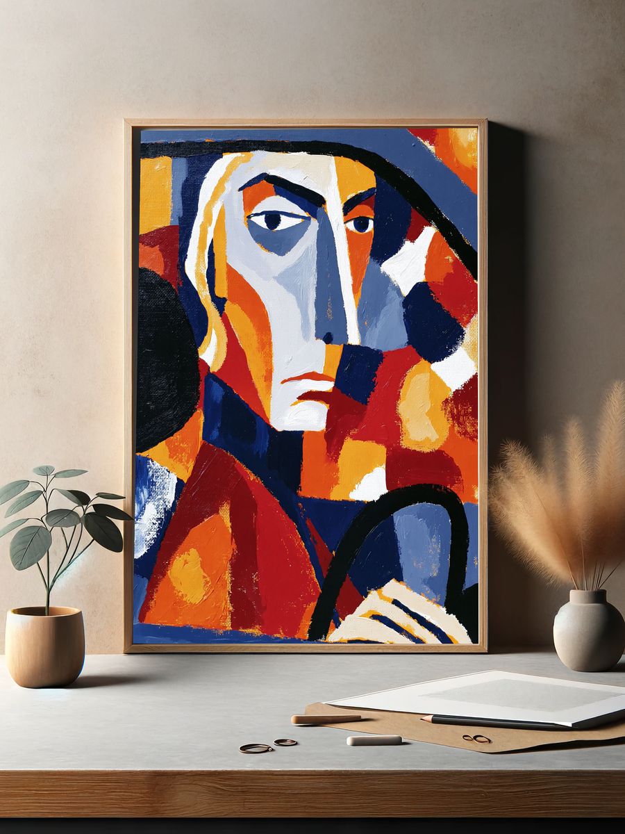 Abstract Face Cubist Poster. — room view 2