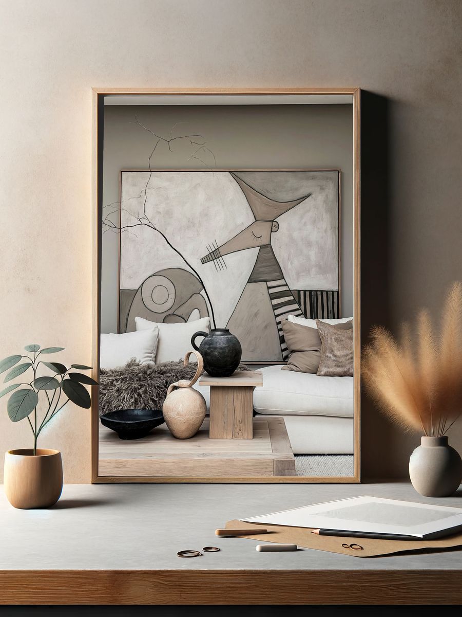 Abstract Cubist Face Poster. — room view 2