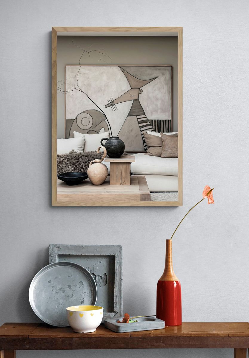 Abstract Cubist Face Poster. — room view 3