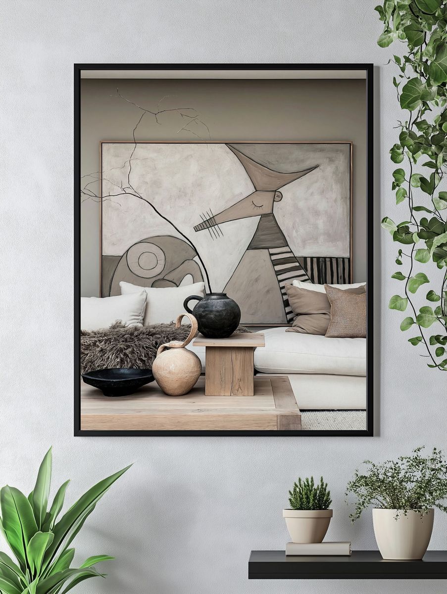 Abstract Cubist Face Poster. — room view 4