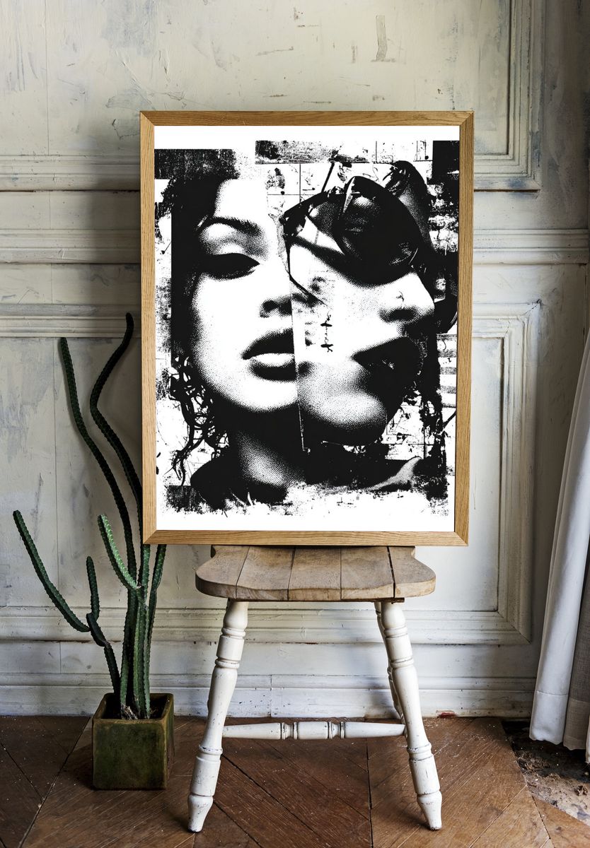 Abstract Face Collage Poster. — room view 1