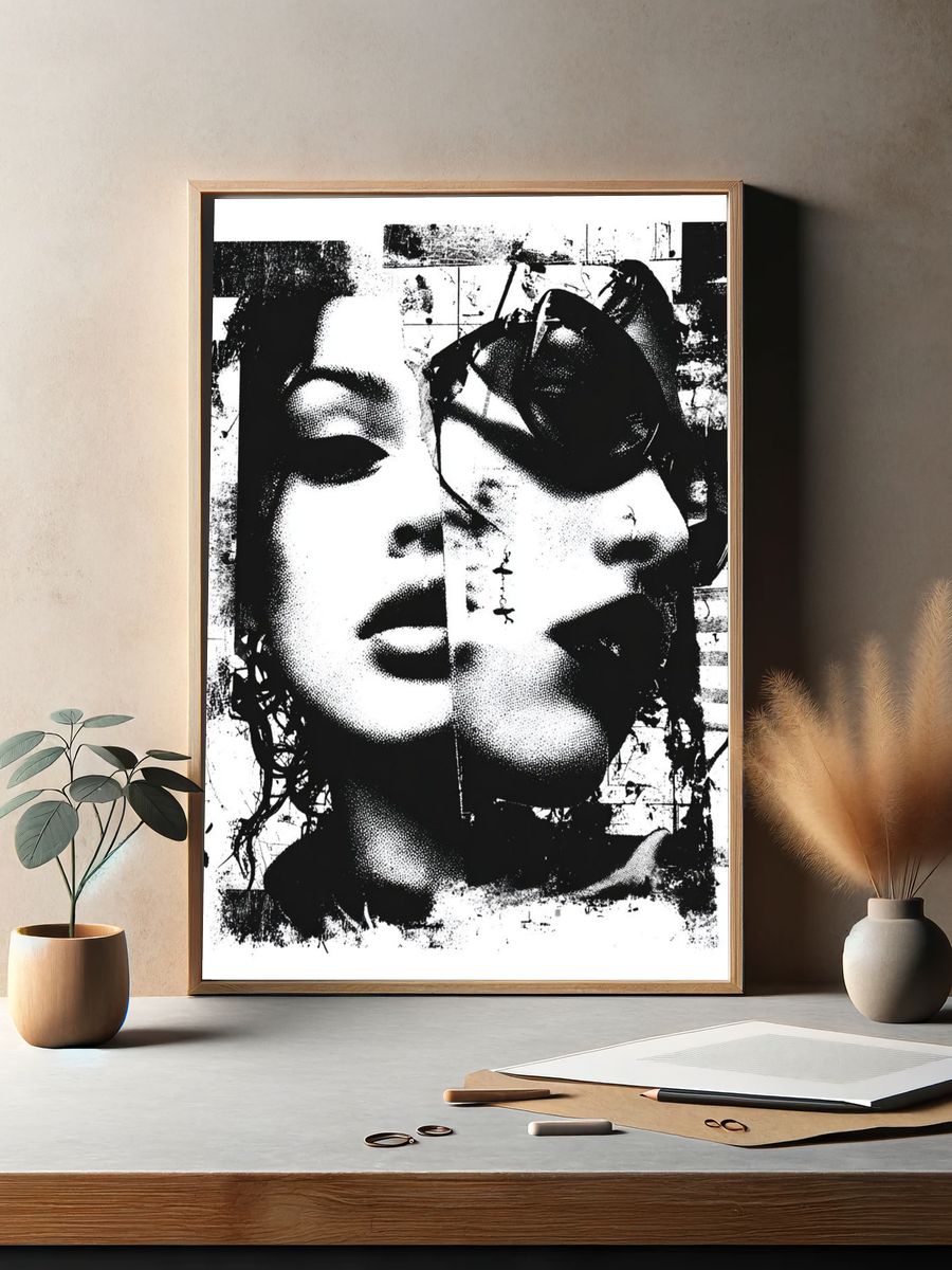 Abstract Face Collage Poster. — room view 2