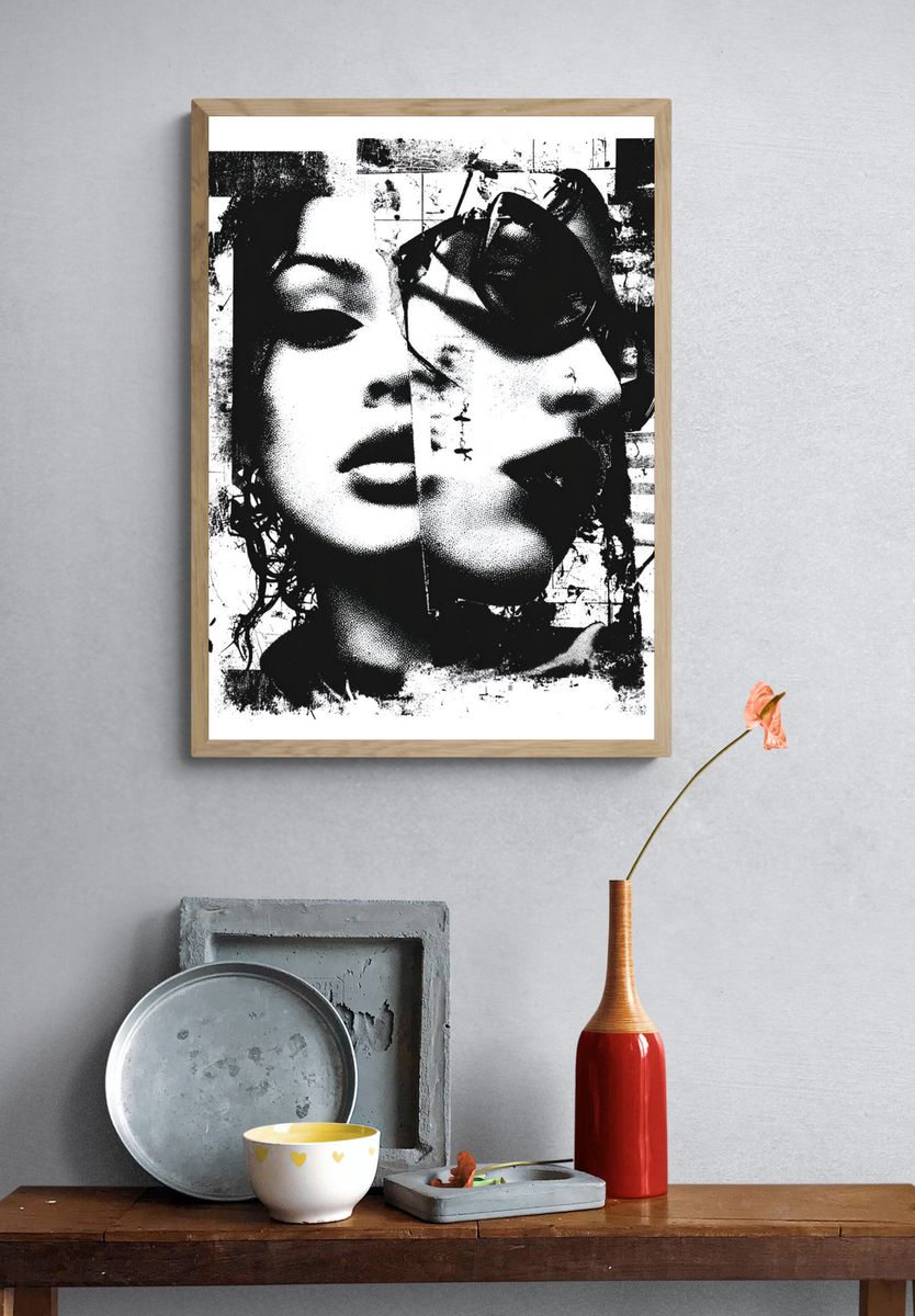 Abstract Face Collage Poster. — room view 3
