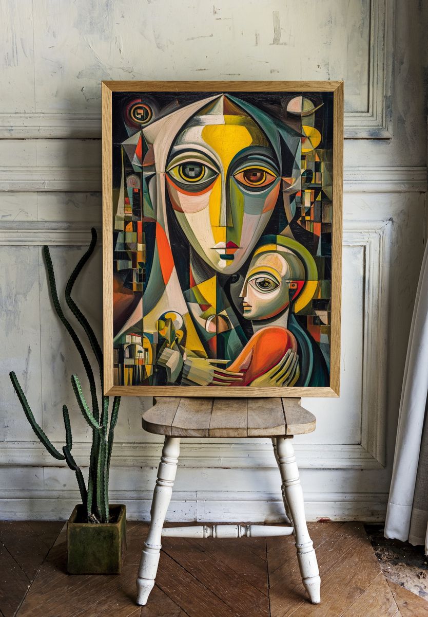 Mother and Child — Abstract Art Print. — room view 1