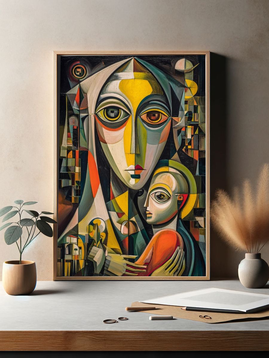 Mother and Child — Abstract Art Print. — room view 2