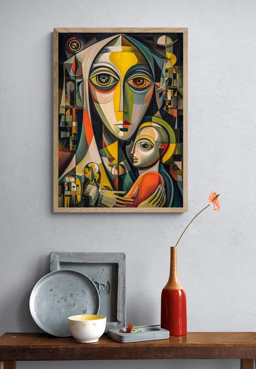 Mother and Child — Abstract Art Print. — room view 3