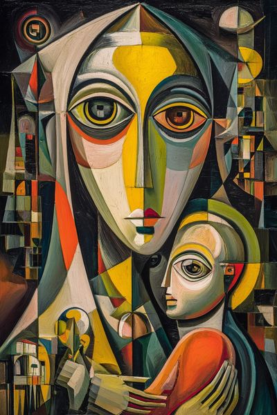 Mother and Child — Abstract Art Print. poster