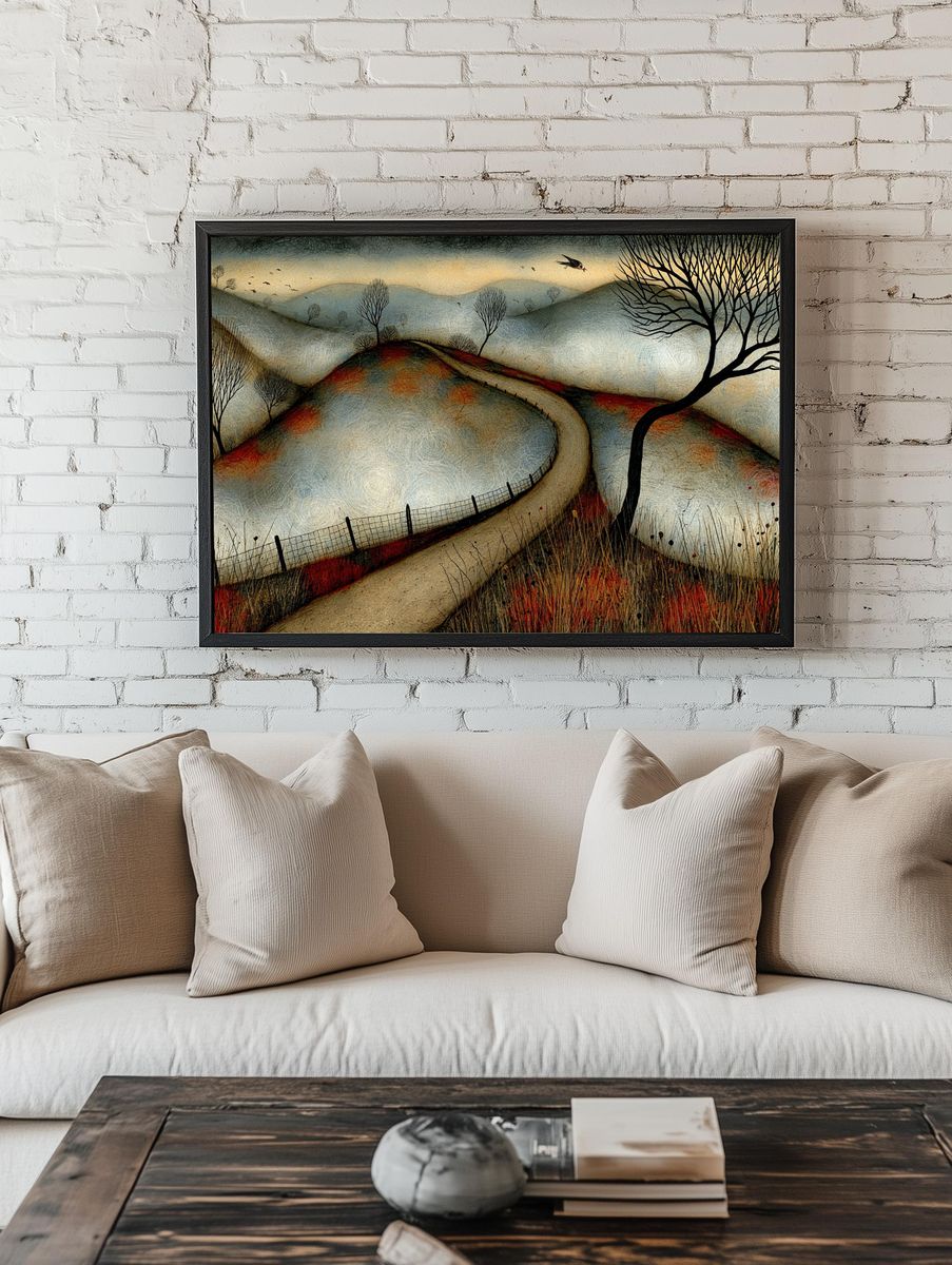Winter Hills Landscape Print. — room view 1