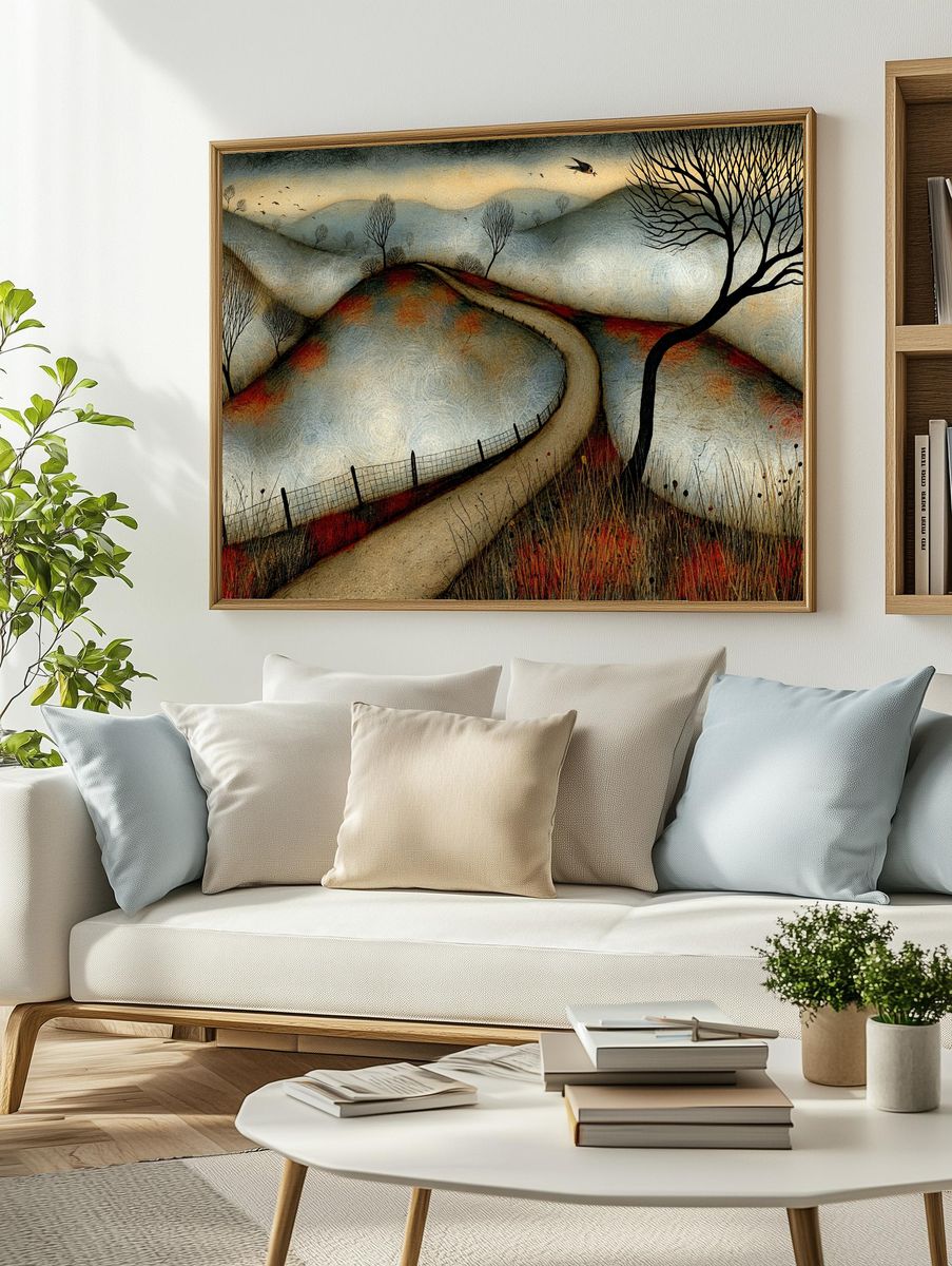 Winter Hills Landscape Print. — room view 2