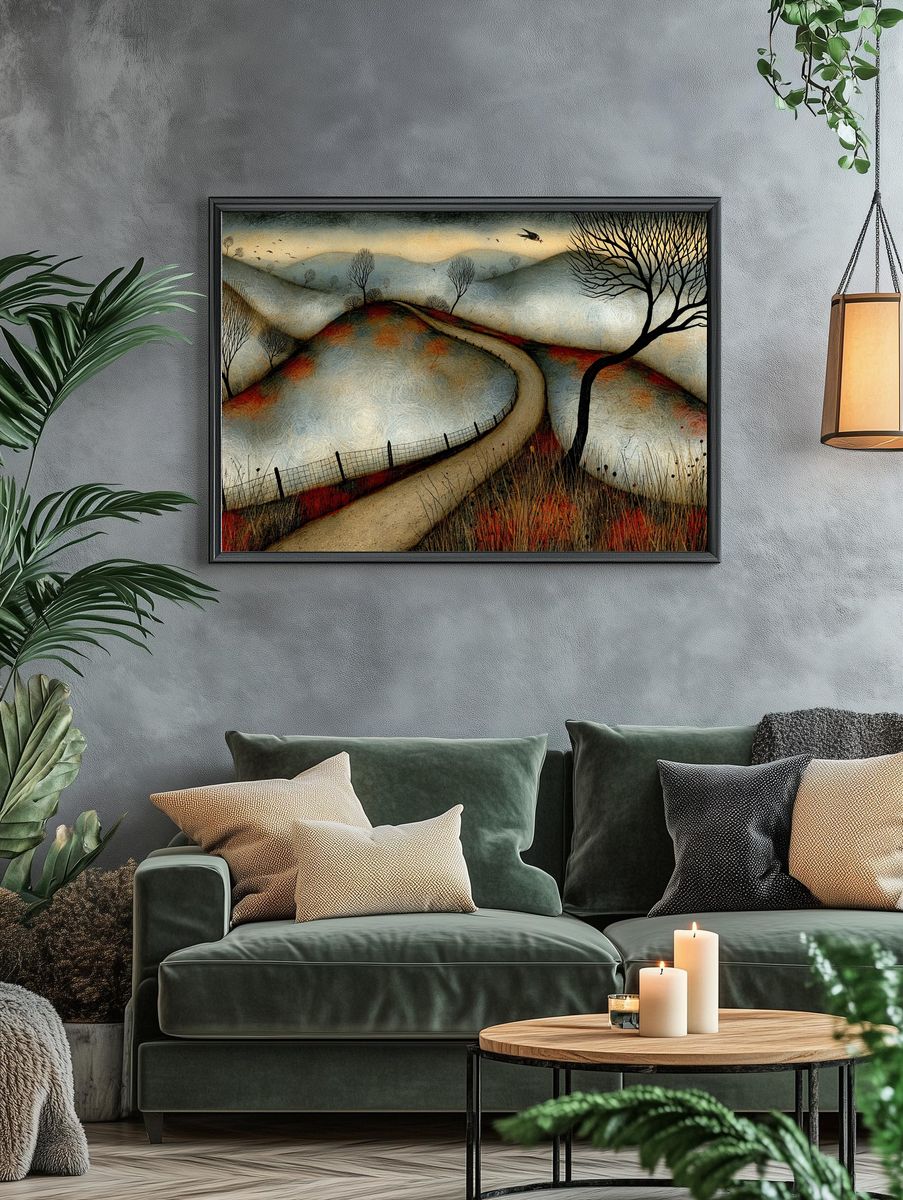 Winter Hills Landscape Print. — room view 4