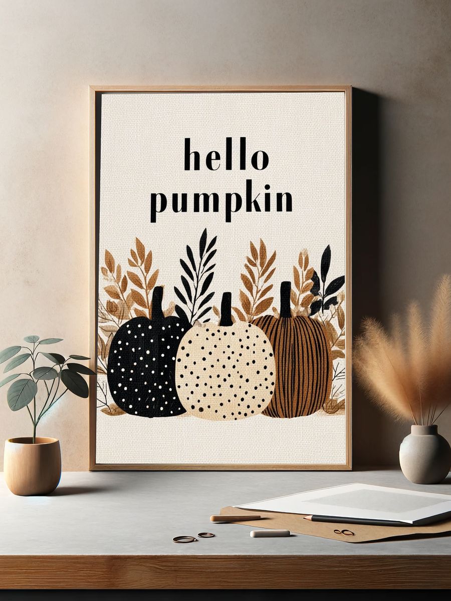 Hello Pumpkin — Fall Illustration Print. — room view 2