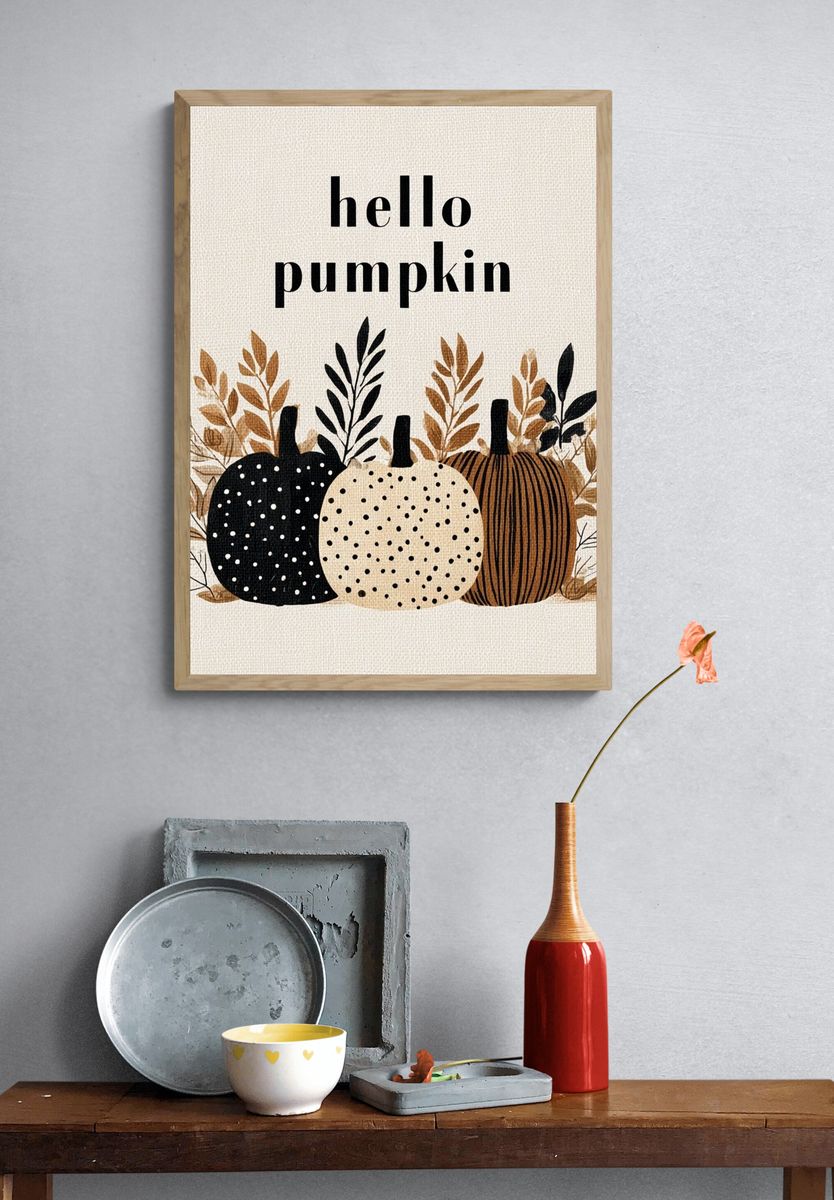 Hello Pumpkin — Fall Illustration Print. — room view 3