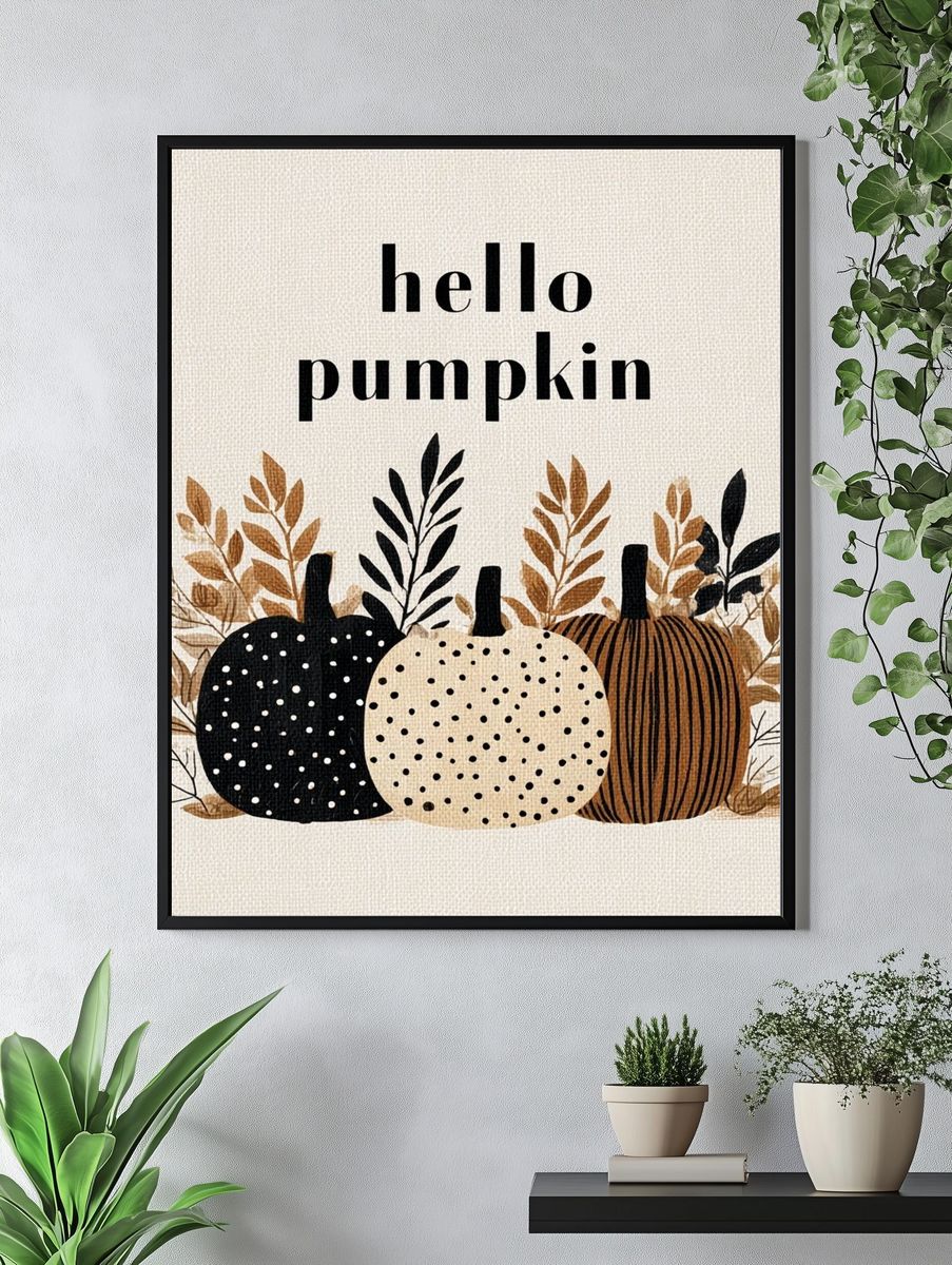 Hello Pumpkin — Fall Illustration Print. — room view 4