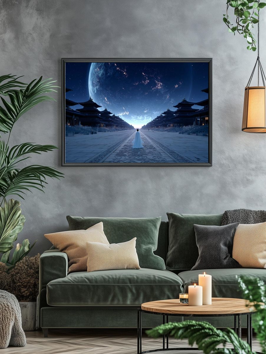 Mystical Landscape with Moon — Fantasy Print. — room view 4
