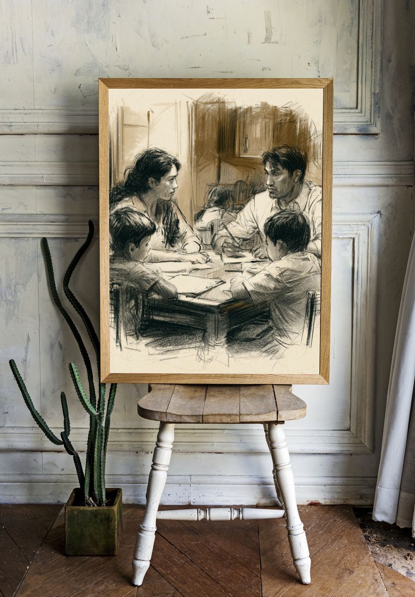 Family Dinner Sketch Poster. — room view 1