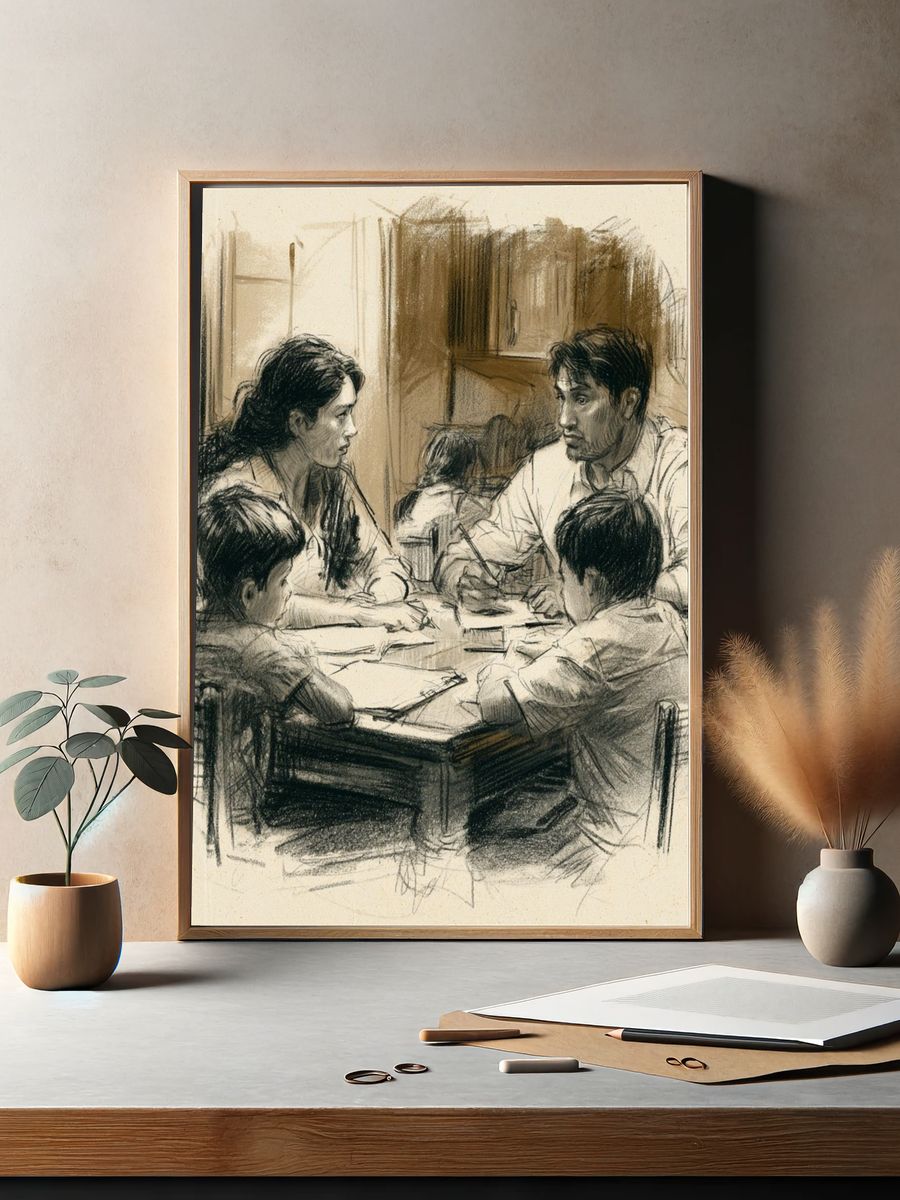 Family Dinner Sketch Poster. — room view 2