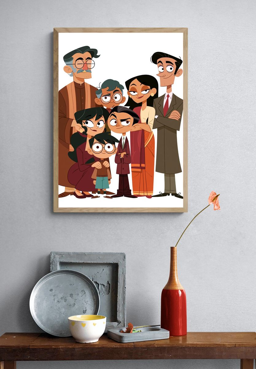 Family Portrait Illustration Poster. — room view 3