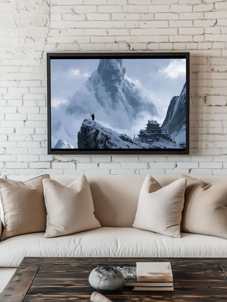Snowy Mountain Giant Fantasy Print. — room view 1
