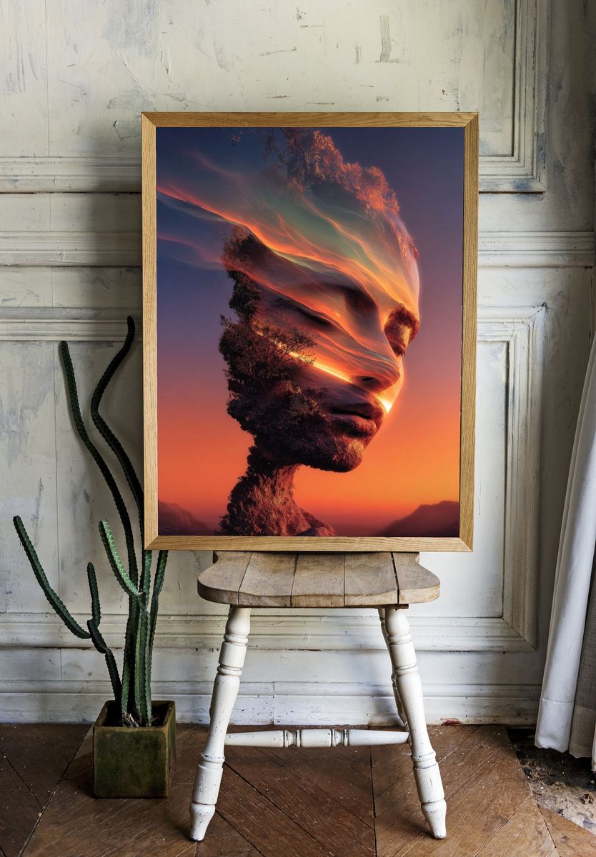Ethereal Face in Nature — Fine Art Print. — room view 1