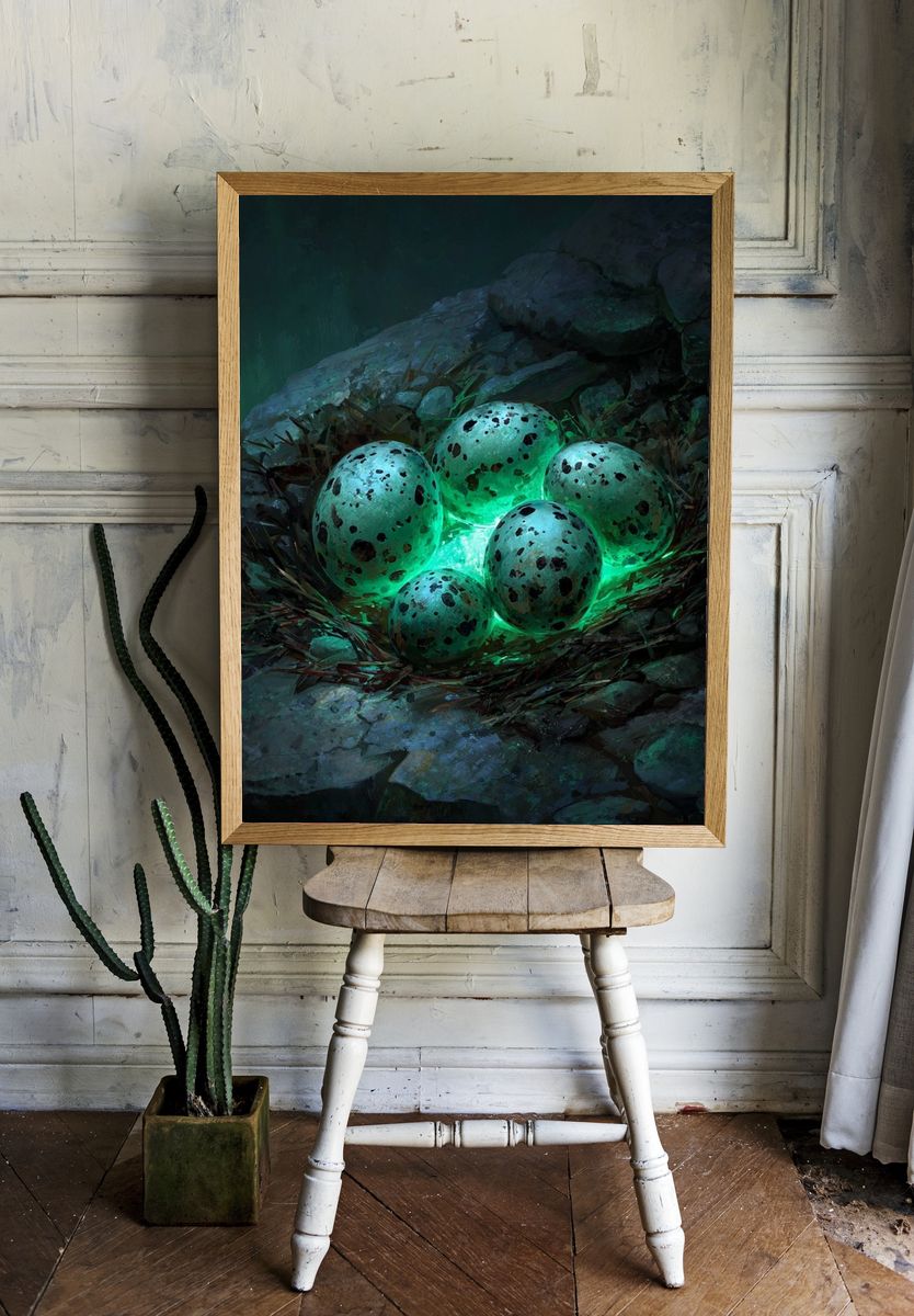 Mystical Eggs in Nest — Fantasy Print. — room view 1