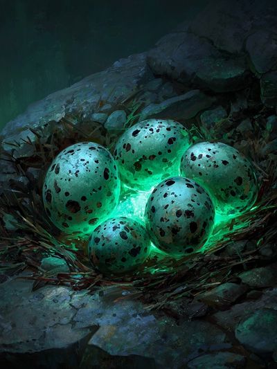 Mystical Eggs in Nest — Fantasy Print. poster print