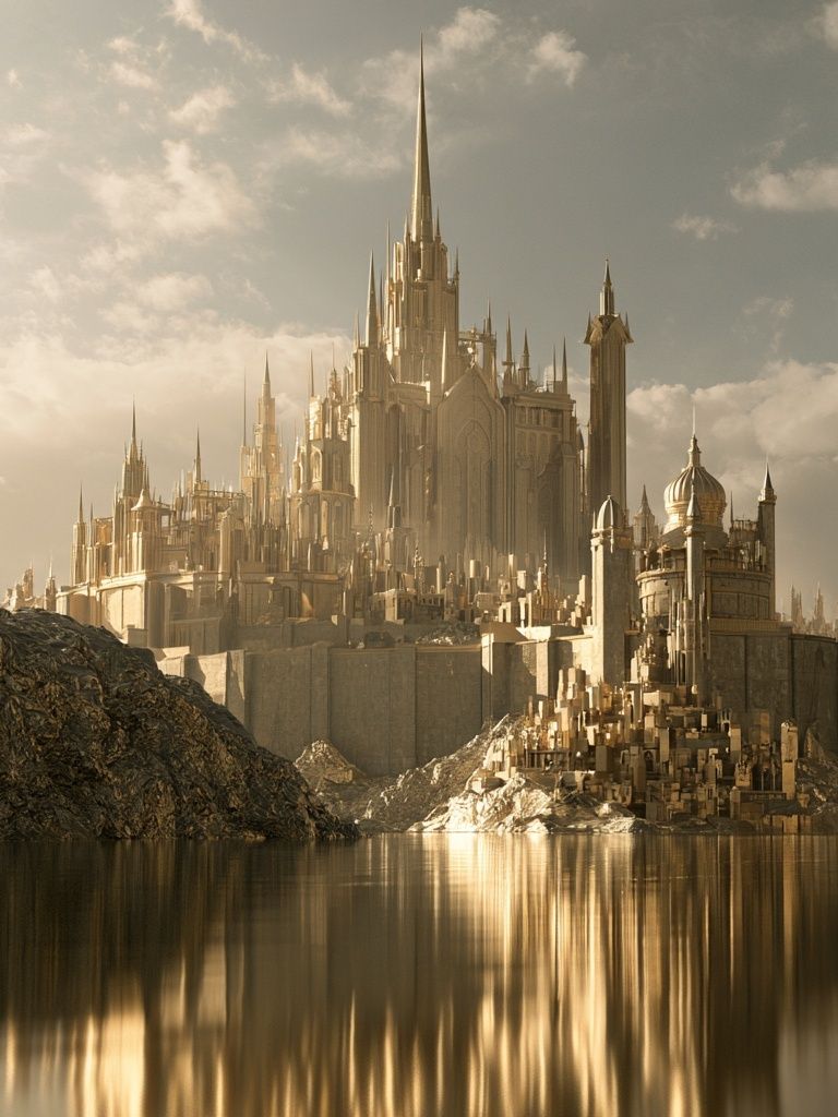Golden Fantasy Castle Poster. poster — illustration art