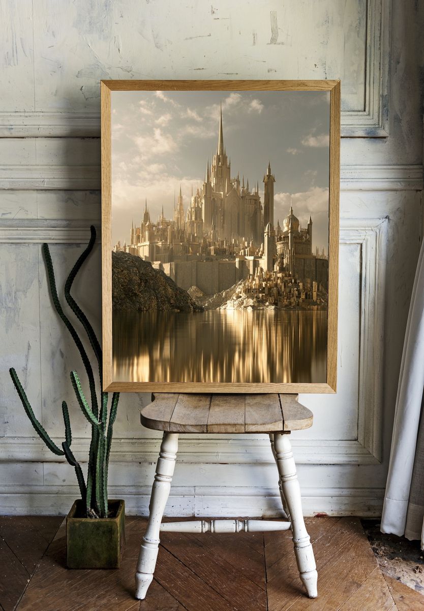 Golden Fantasy Castle Poster. — room view 1