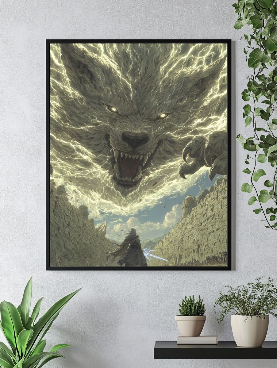 Epic Wolf Battle — Fantasy Print. — room view 4
