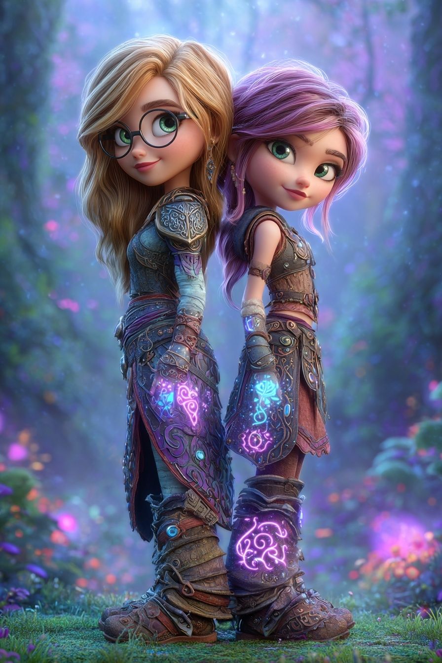 Magical Sisters — Fantasy Illustration Print. poster detail