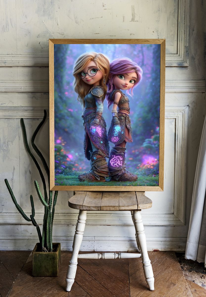 Magical Sisters — Fantasy Illustration Print. — room view 1