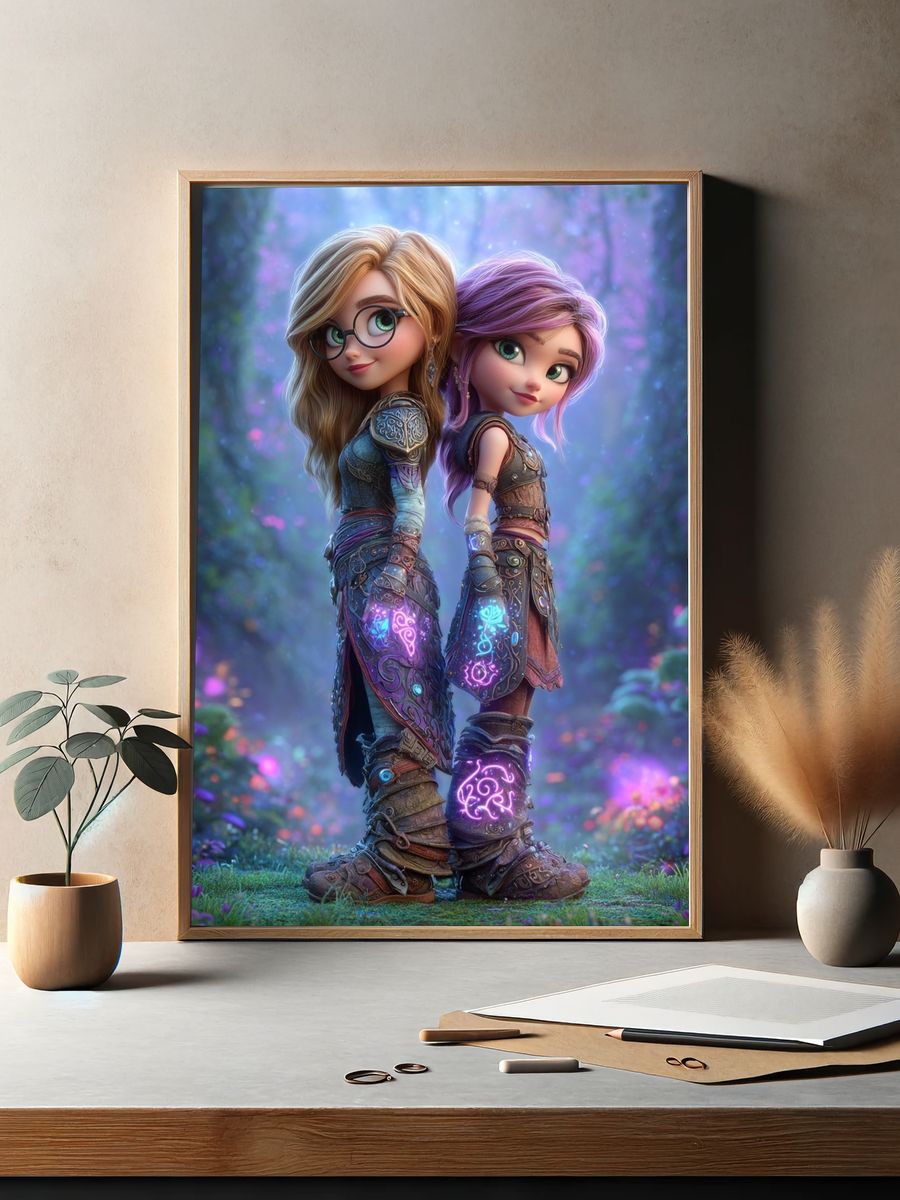 Magical Sisters — Fantasy Illustration Print. — room view 2