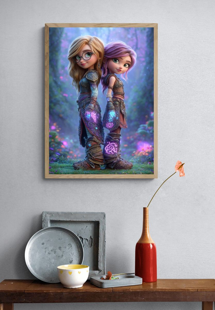 Magical Sisters — Fantasy Illustration Print. — room view 3