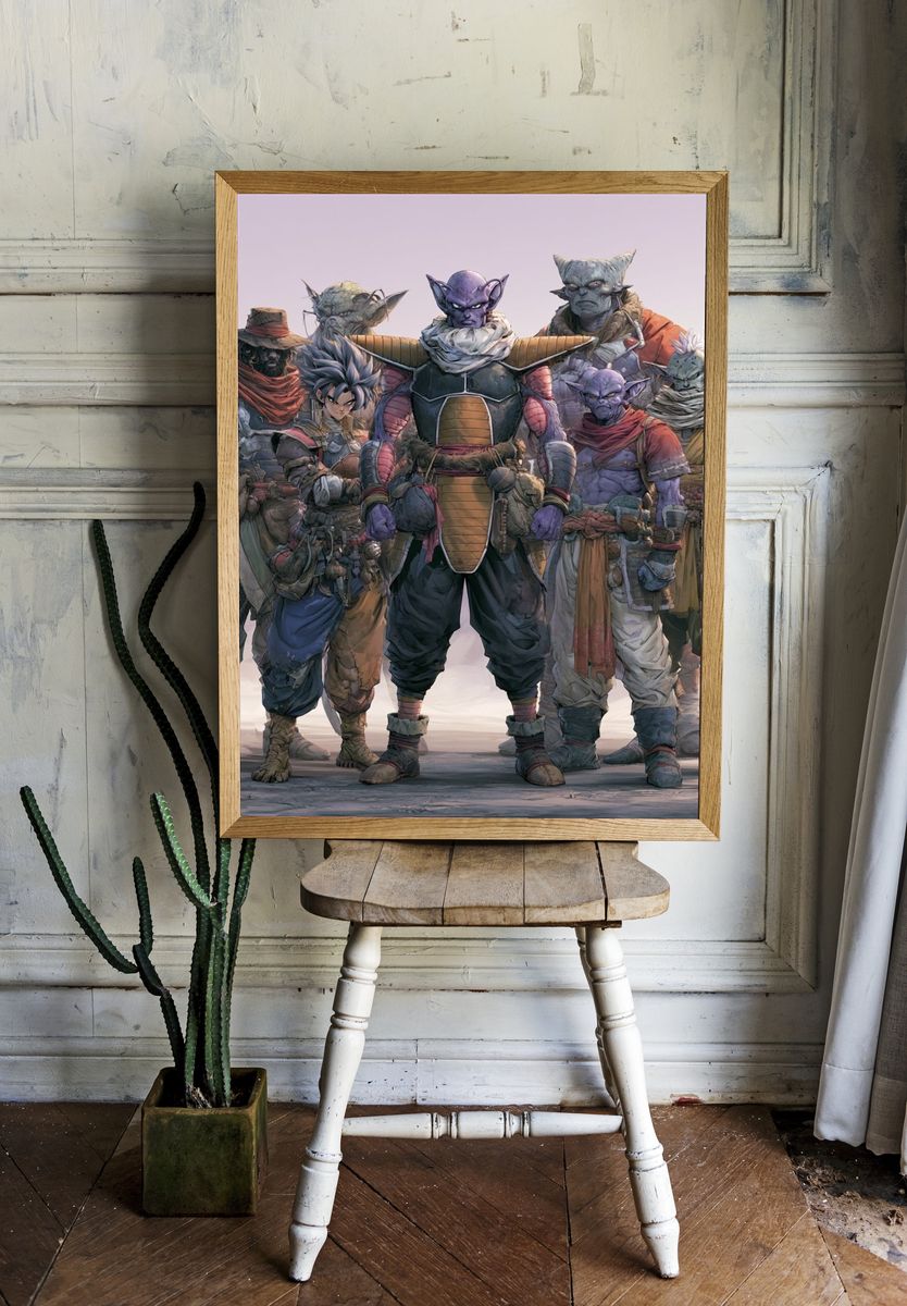 Fantasy Warrior Squad Illustration Poster. — room view 1