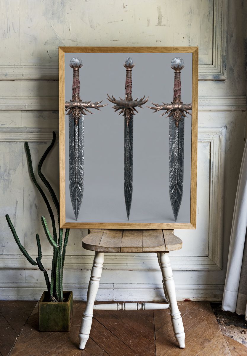 Fantasy Swords Illustration Print. — room view 1