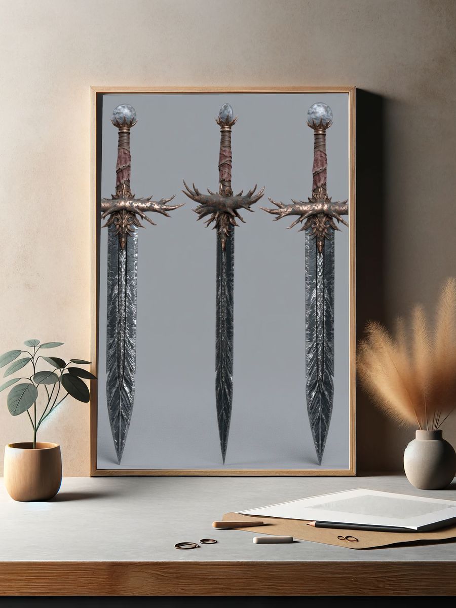 Fantasy Swords Illustration Print. — room view 2