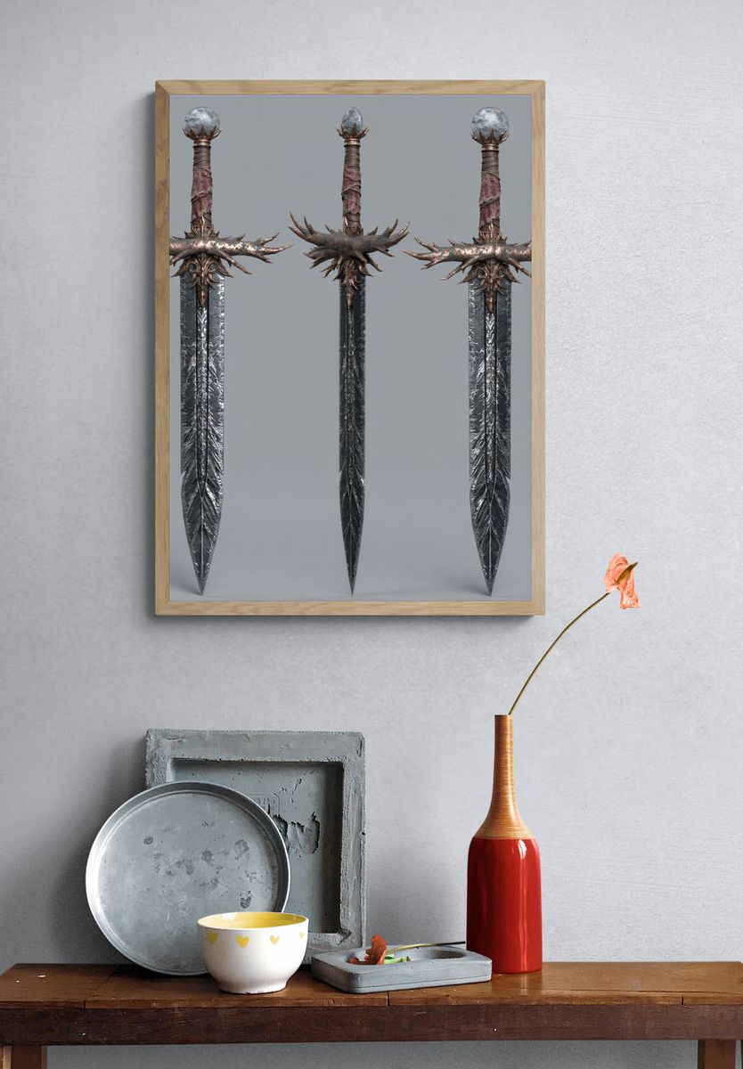 Fantasy Swords Illustration Print. — room view 3