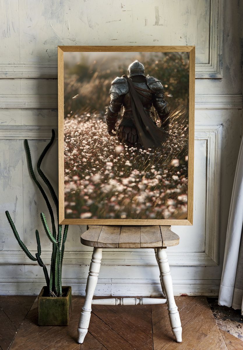 Armored Knight Meadow Print. — room view 1