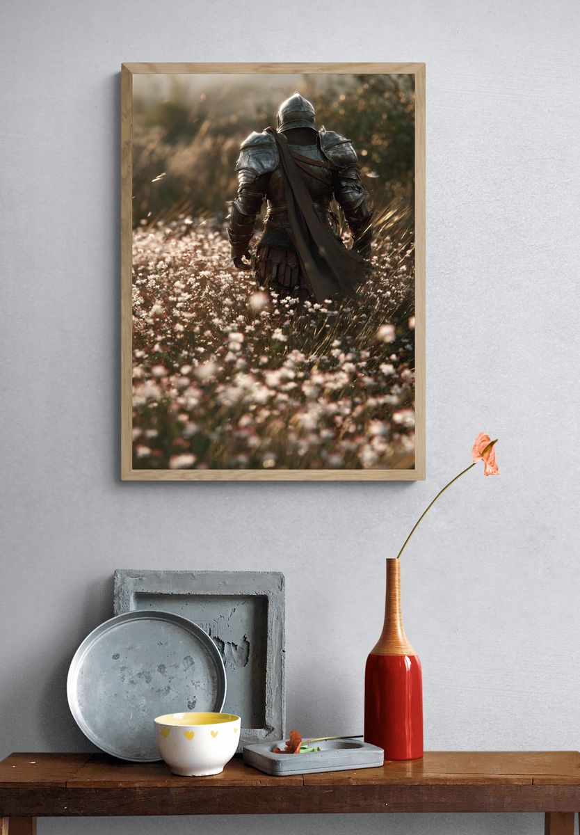 Armored Knight Meadow Print. — room view 3