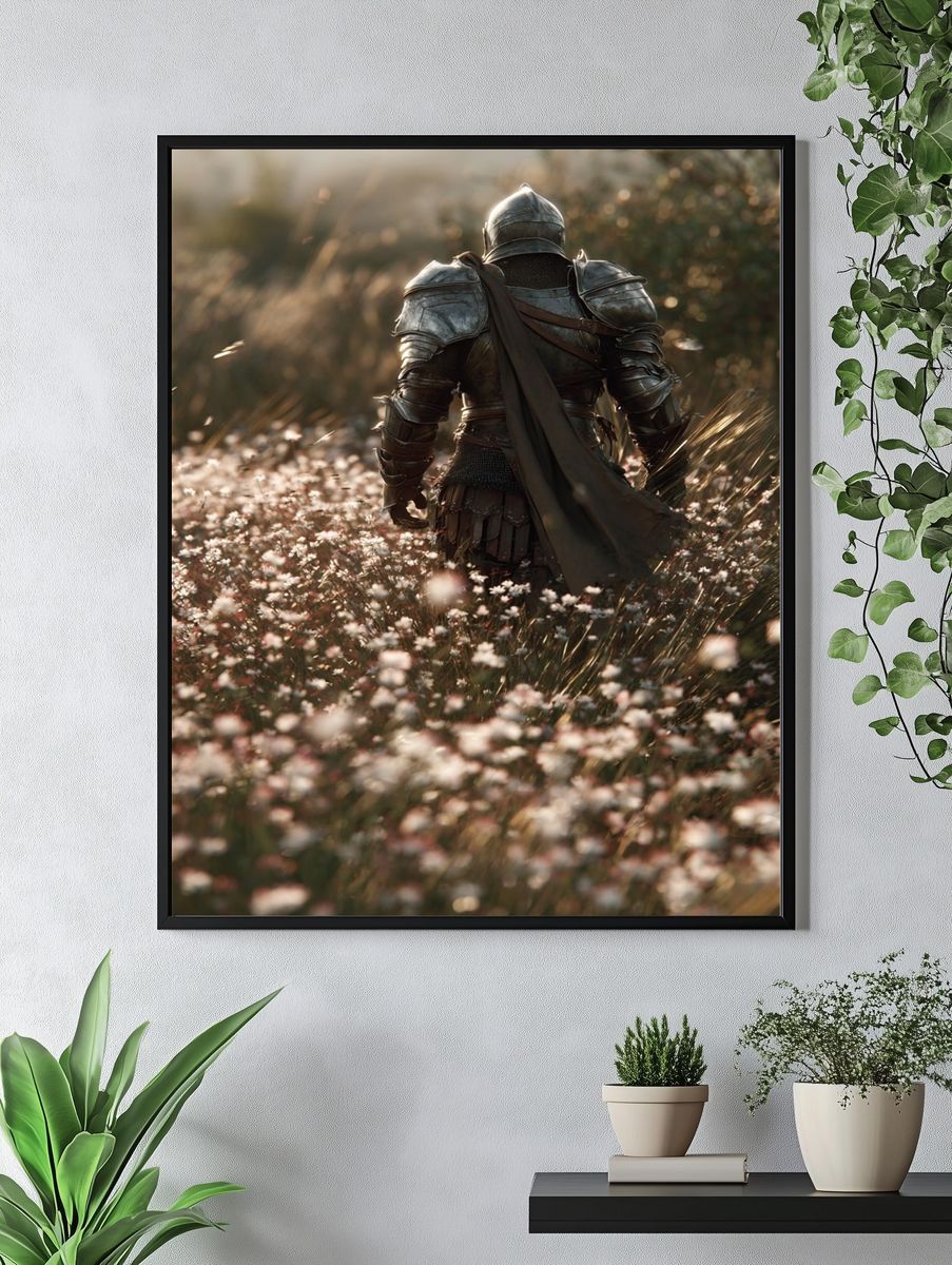 Armored Knight Meadow Print. — room view 4