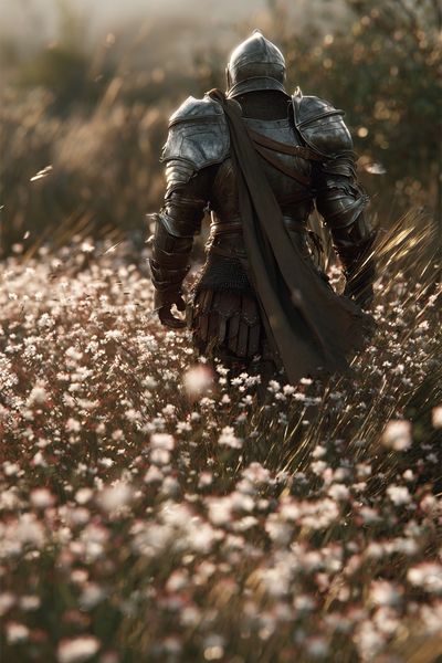 Armored Knight Meadow Print. poster print