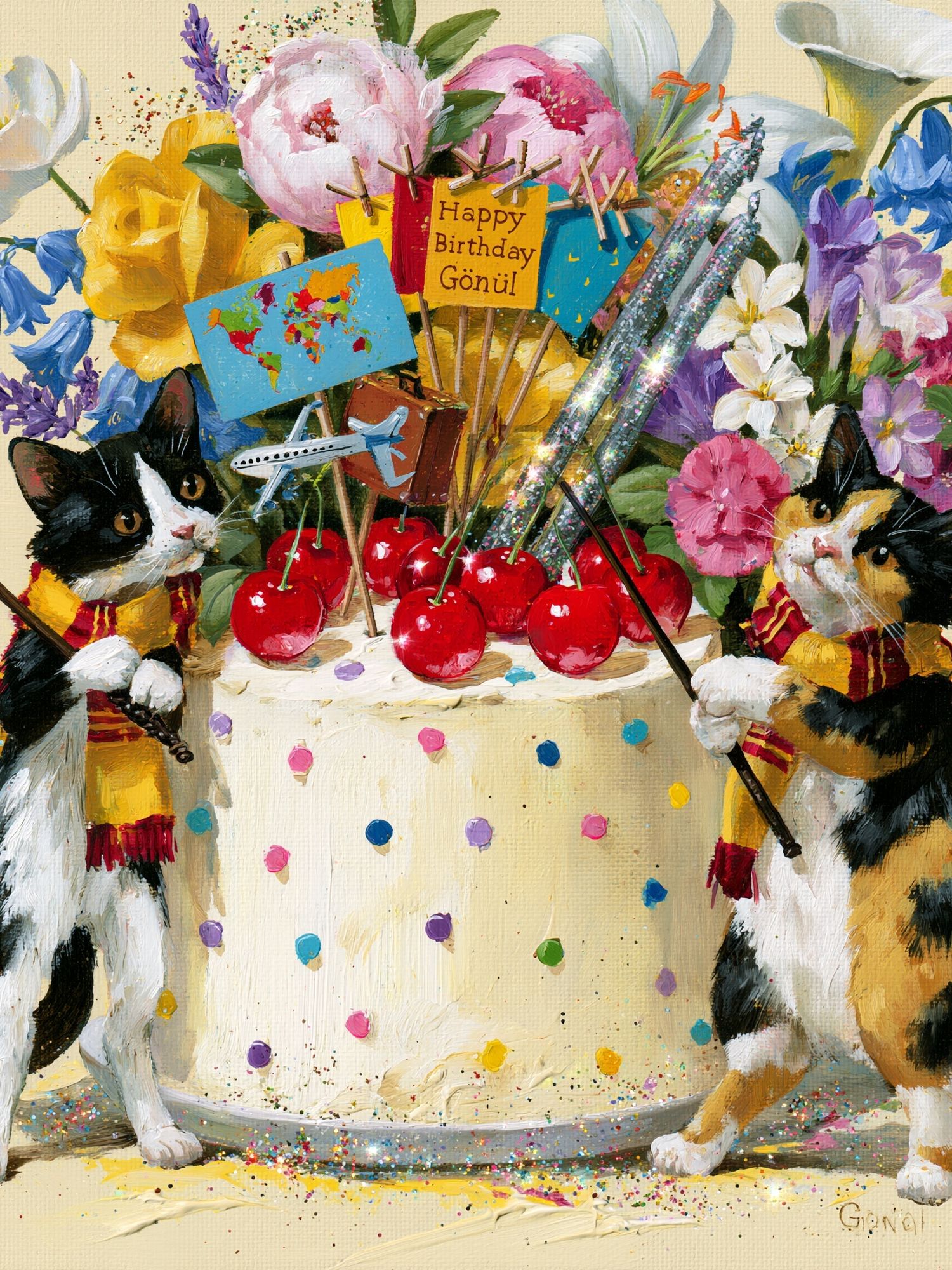 Birthday Cats Celebration Poster. poster — fine-art art