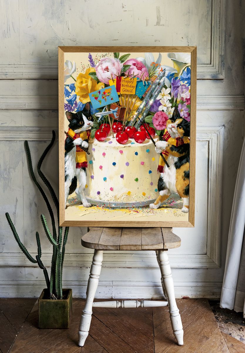 Birthday Cats Celebration Poster. room preview