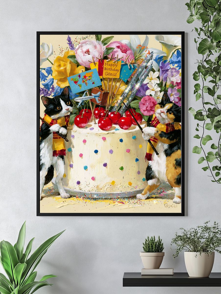 Birthday Cats Celebration Poster. — room view 4