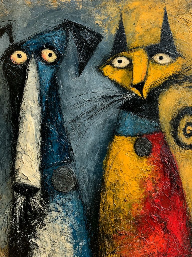 Abstract Cat and Dog Portrait Poster. poster — fine-art art