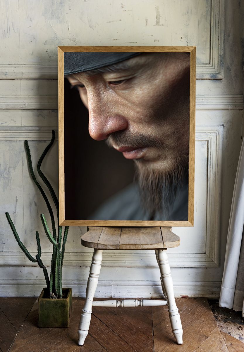 Contemplative Man — Fine Art Print. — room view 1