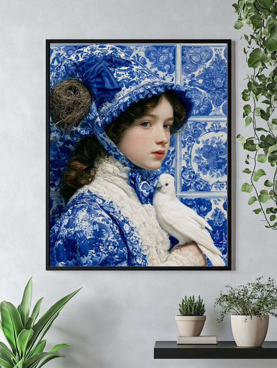 Blue Portrait with Dove Print. — room view 4